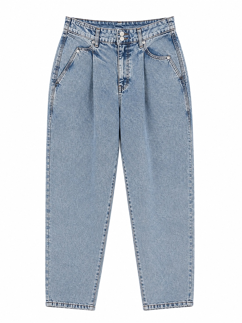 Light Blue vintage jeans with Front Pleats, high waist